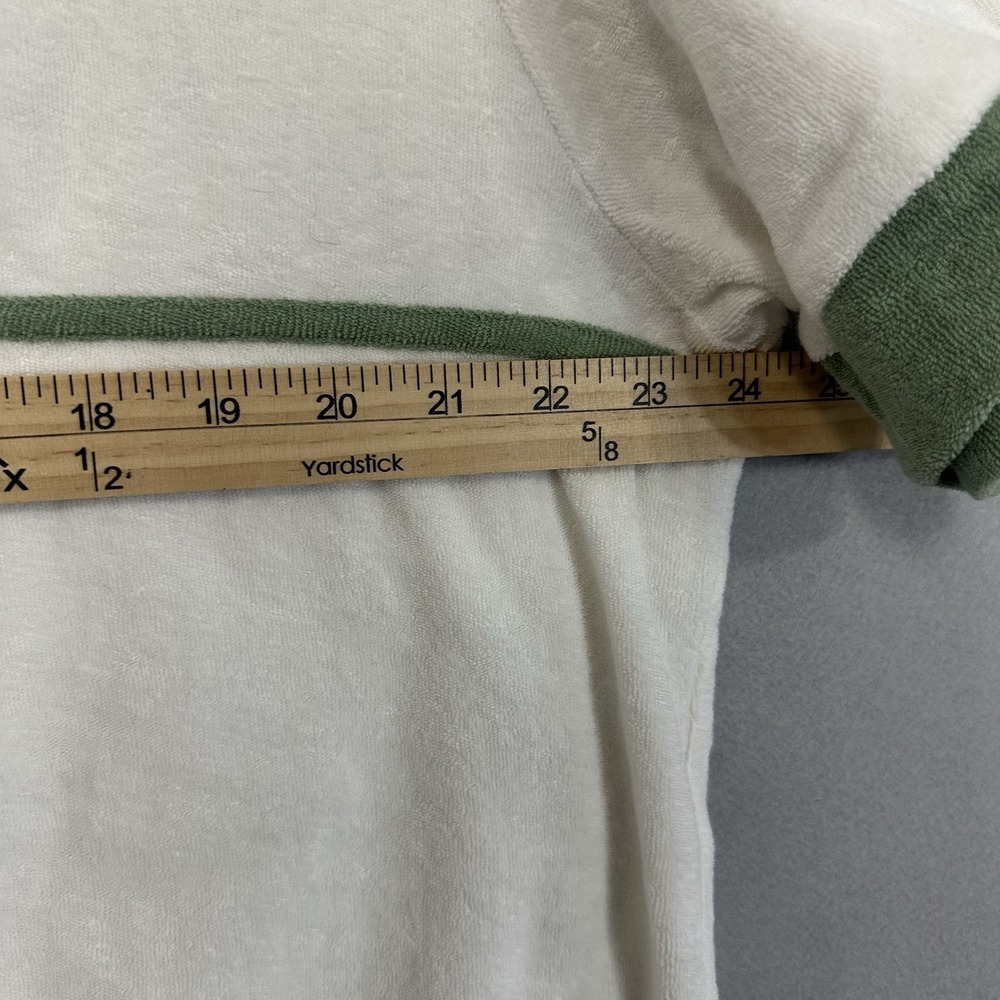 Tombolo XL Terry Cloth Shirt Full Zip White Green Organic Cotton Tennis Cabana - Picture 5 of 10